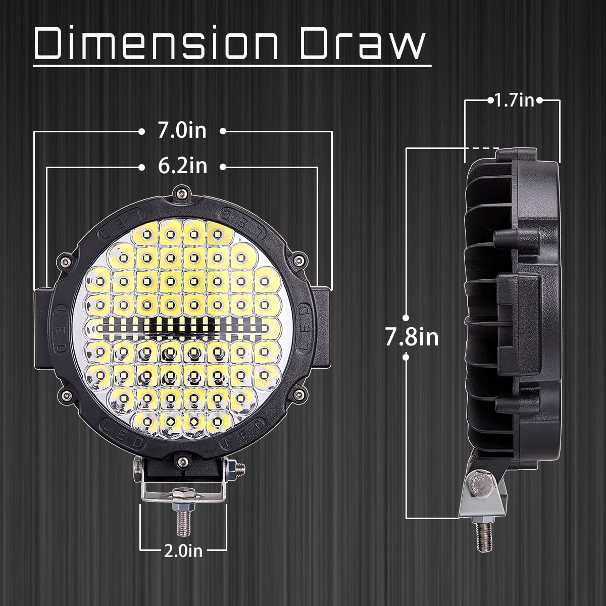Lightboss Led Light Bar, 7 Inch Round Led Offroad Driving Lights, 12V-60V Led Pods 210W 21000Lm, Trucks Atv Utv Suv Rv Car Bumper Tractors Jeep Combo Beam Off-Roading Fog Off Road Lighting, 2Pcs